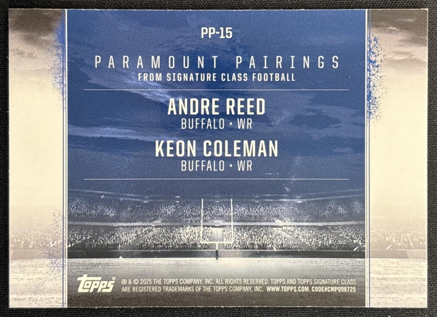 Keon Coleman Andre Reed 2024 Topps Signature Class Paramount Pairings Bills back