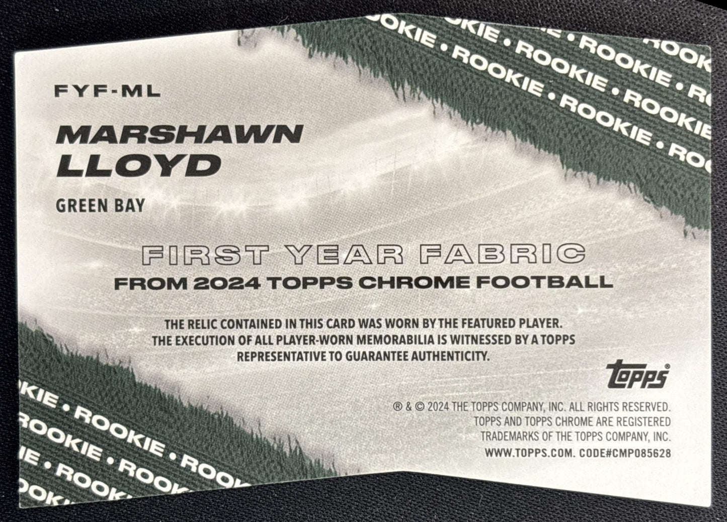MarShawn Lloyd 2024 Topps Chrome First Year Fabric Packers