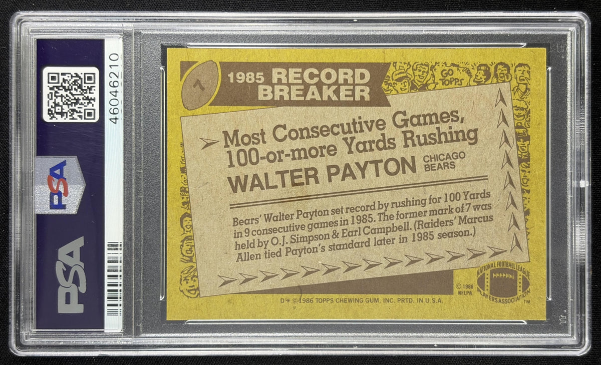 Walter Payton 1986 Topps Record Breaker PSA 9 Bears