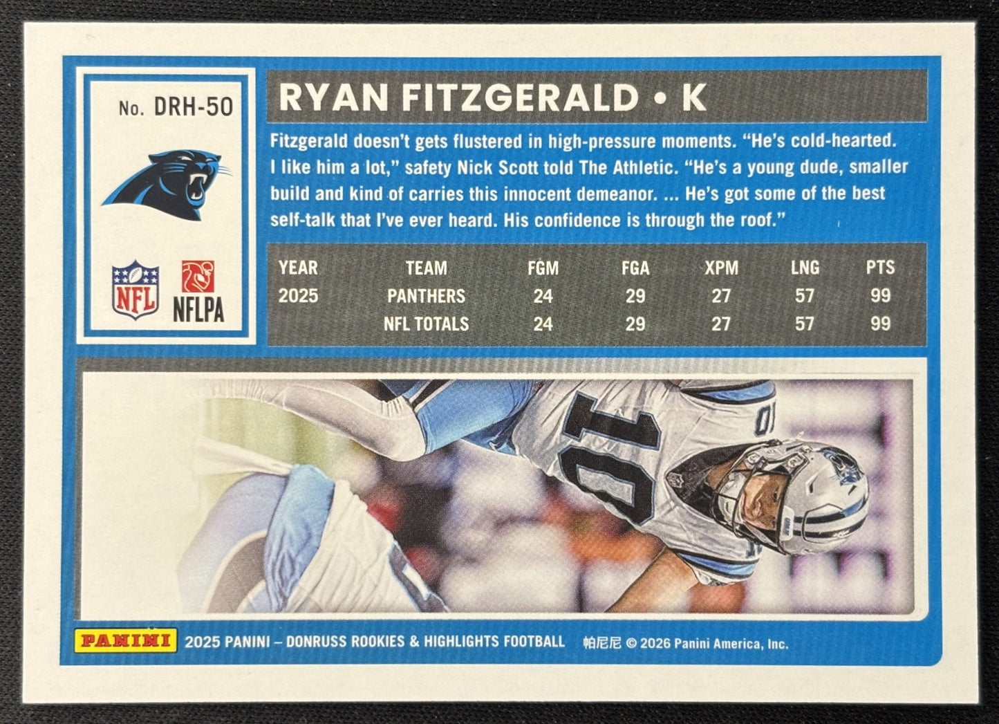 Ryan Fitzgerald 2025 Panini Donruss Rookies & Highlights Panthers Sports Trading Cards