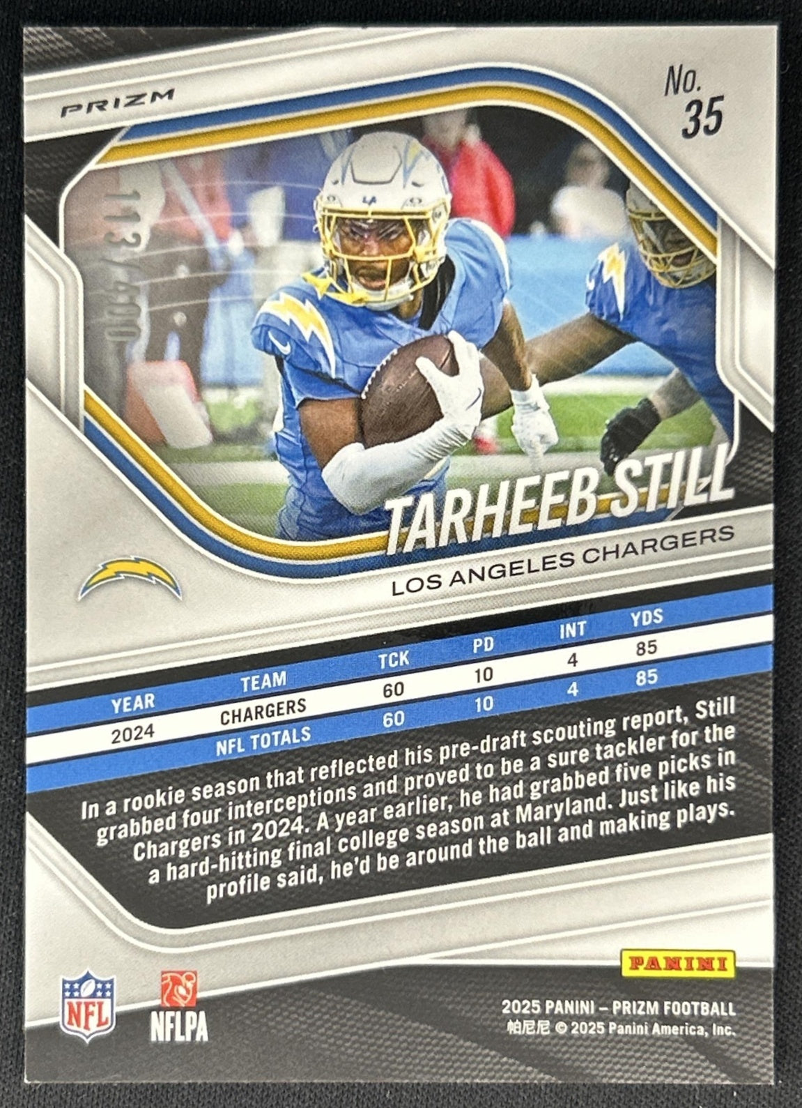 Tarheeb Still 2025 Panini Prizm Pandora /400 Chargers
