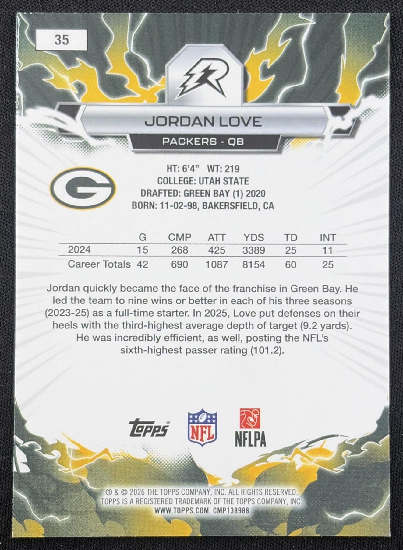 Jordan Love 2025 Topps Resurgence Crimson Surge Refractor /199 Packers Green Bay Packers