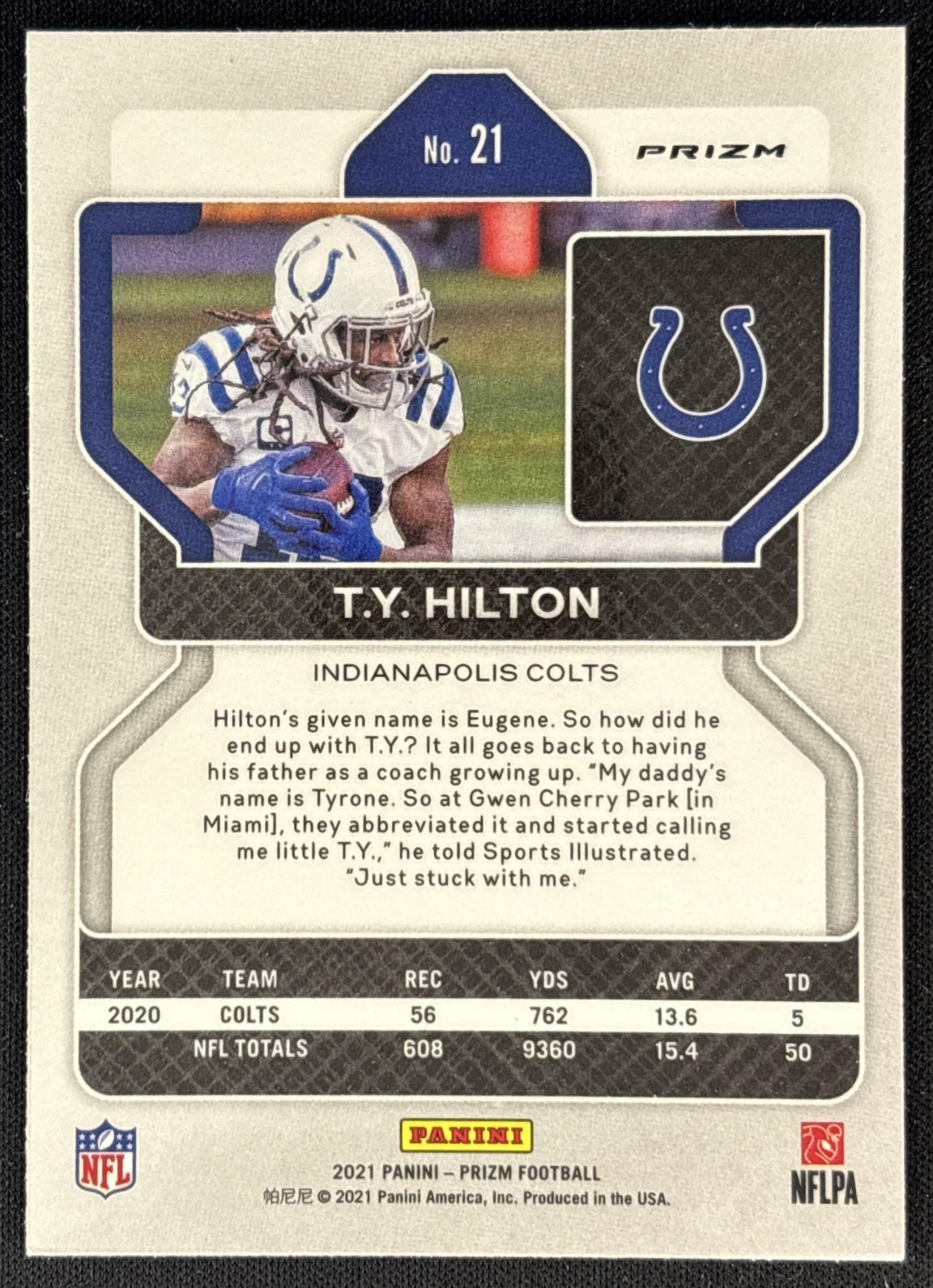T.Y. Hilton 2021 Panini Prizm Neon Green Pulsar Colts back