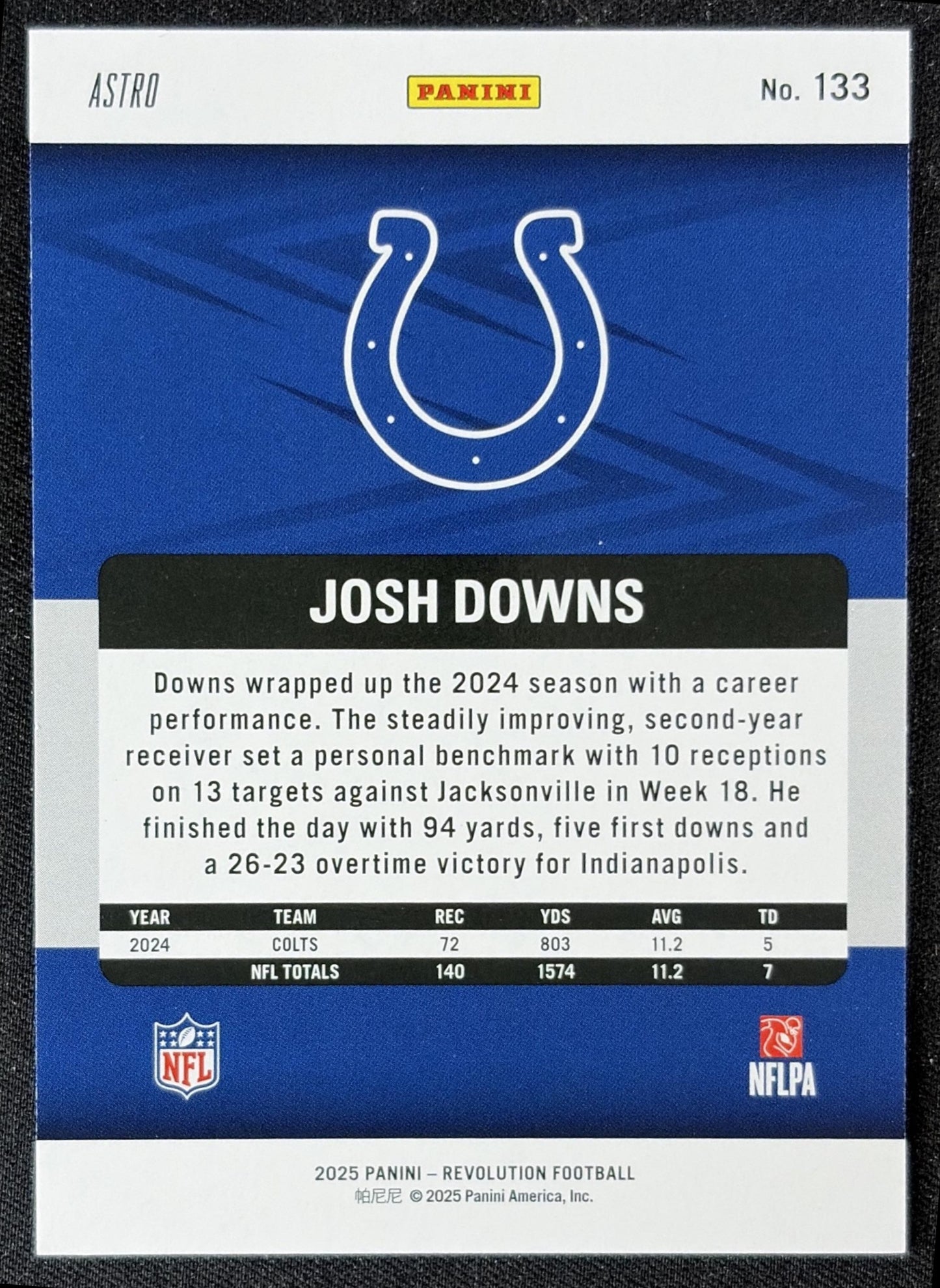 Josh Downs 2025 Panini Revolution Red Astro Colts