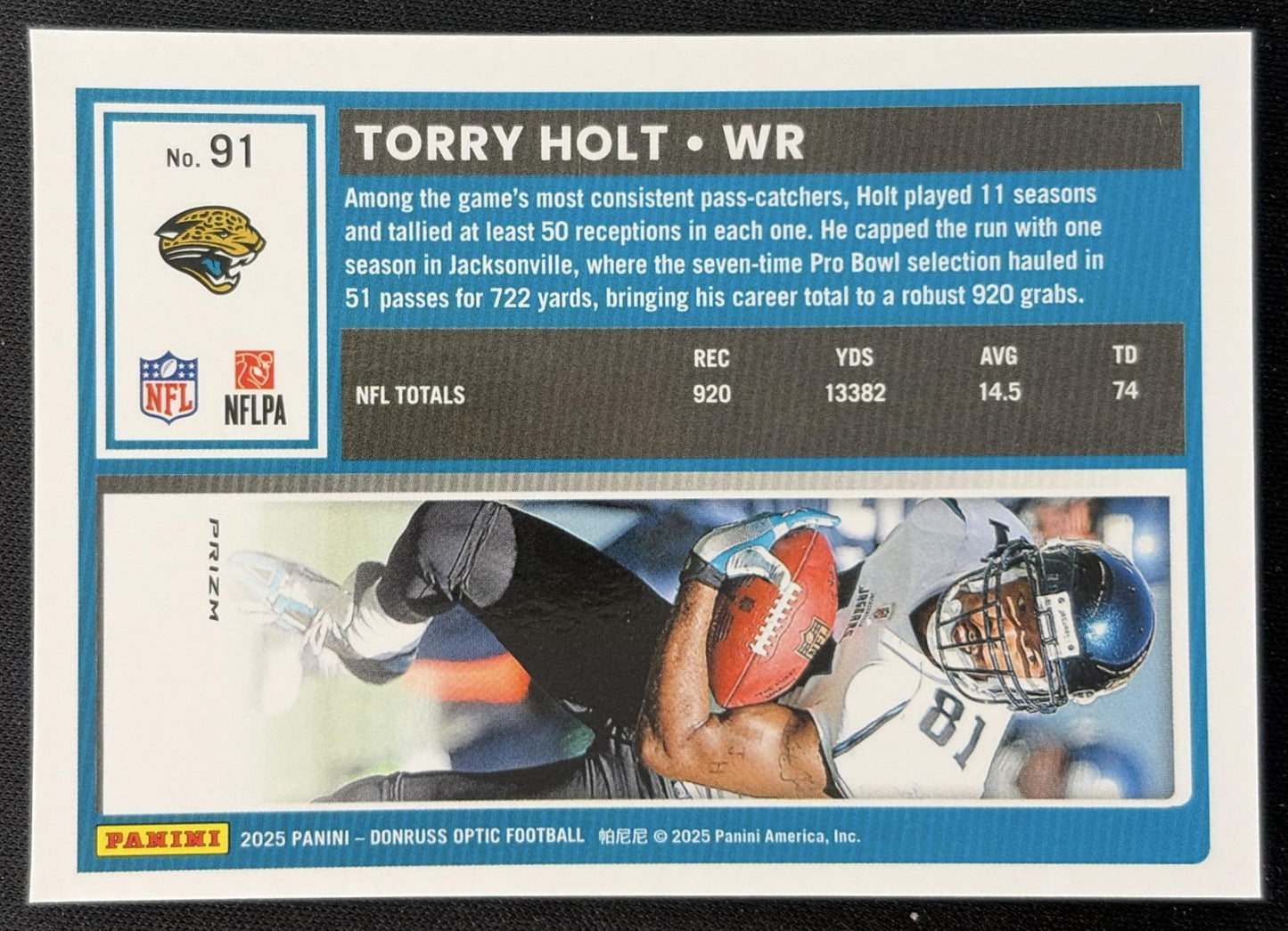 Torry Holt 2025 Panini Donruss Optic Rocket Prizm Jaguars Sports Trading Card