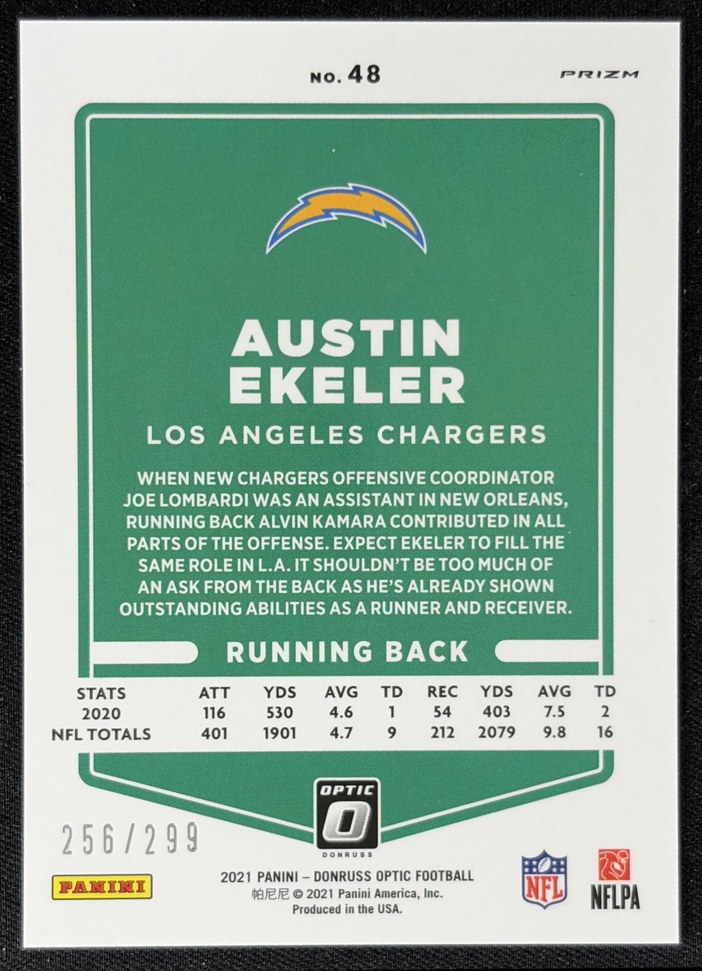 Austin Ekeler 2021 Panini Donruss Optic Wave /299 Chargers