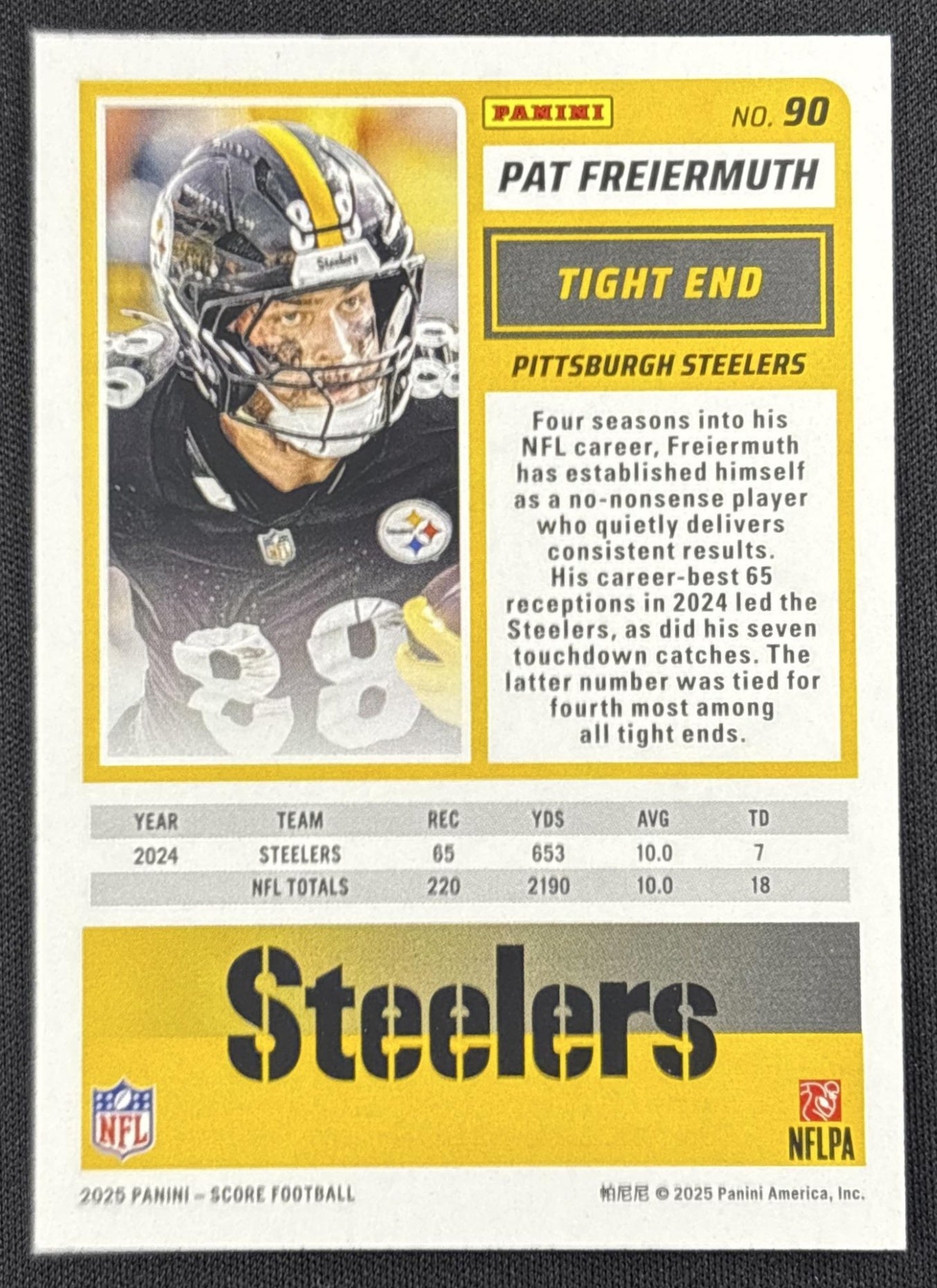 Pat Freiermuth 2025 Panini Score Cubic /185 Steelers
