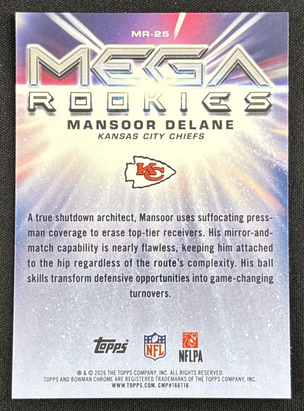 Mansoor Delane 2026 Bowman Mega Rookies Mojo Refractor Chiefs