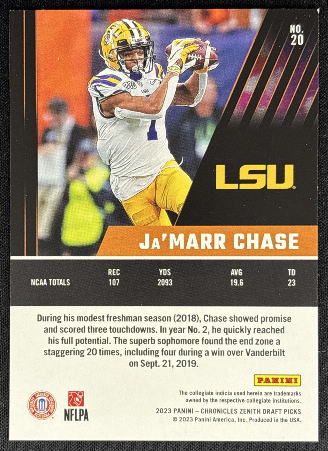 Ja'Marr Chase 2023 Panini Chronicles Draft Picks Magnitude Tigers back