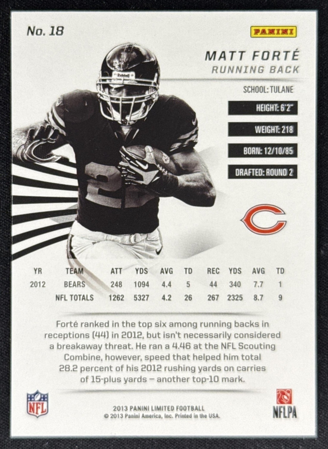 Matt Forte 2013 Panini Limited /399 Bears