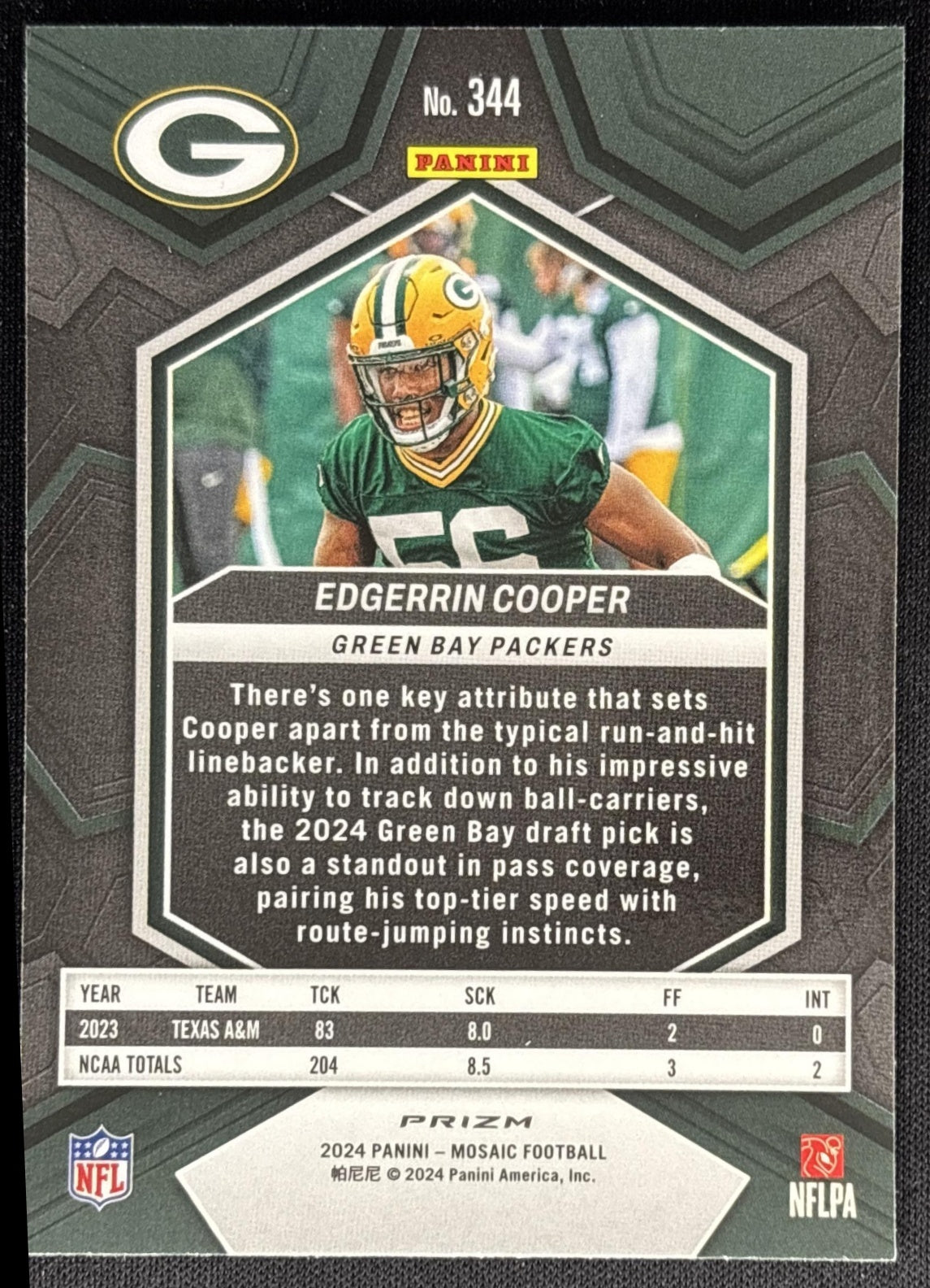 Edgerrin Cooper 2024 Panini Mosaic Green Prizm Packers Sports Trading Cards