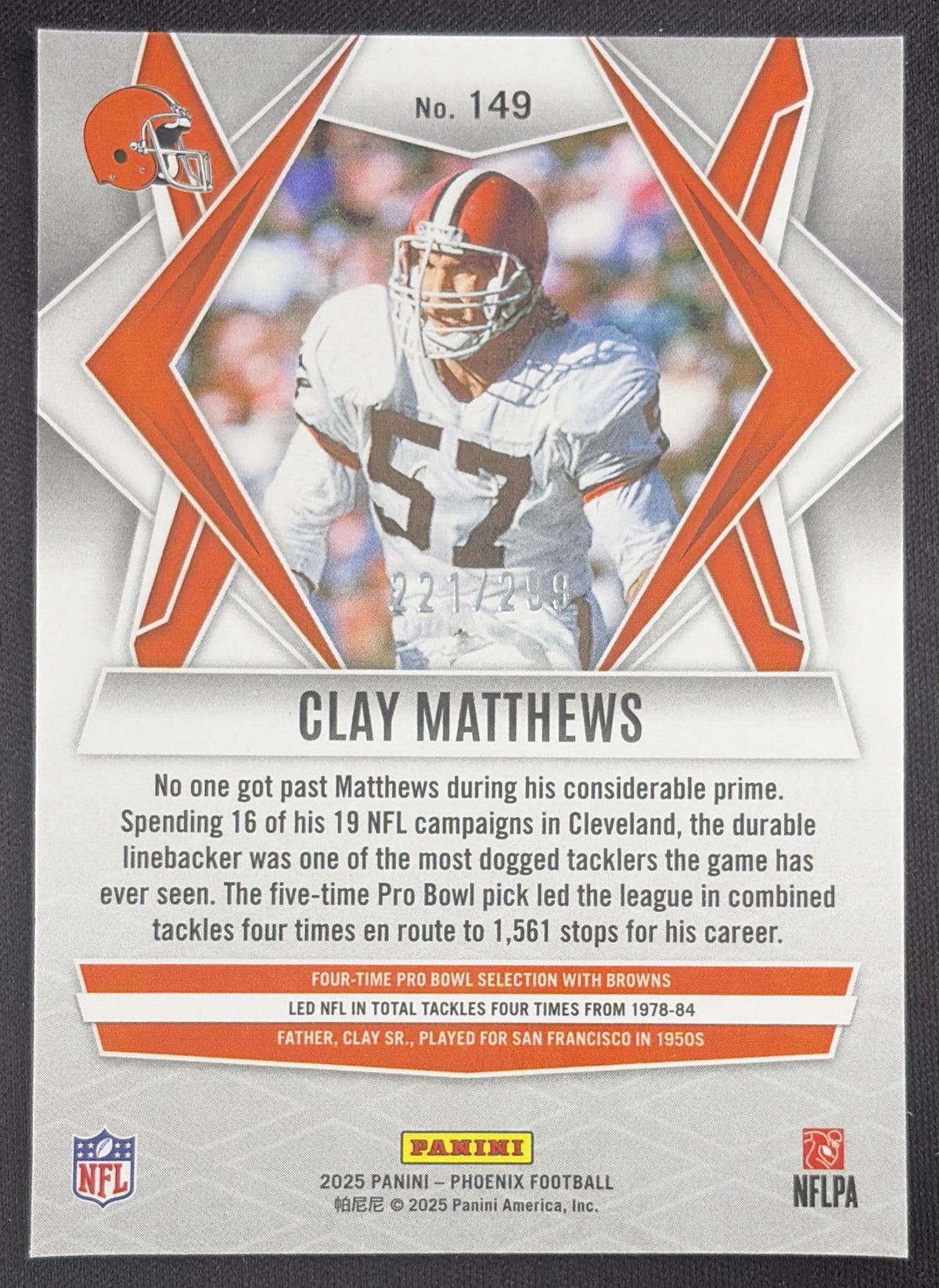 Clay Matthews Jr. 2025 Panini Phoenix Pink Hyper Prizm /299 Browns Sports Trading Card