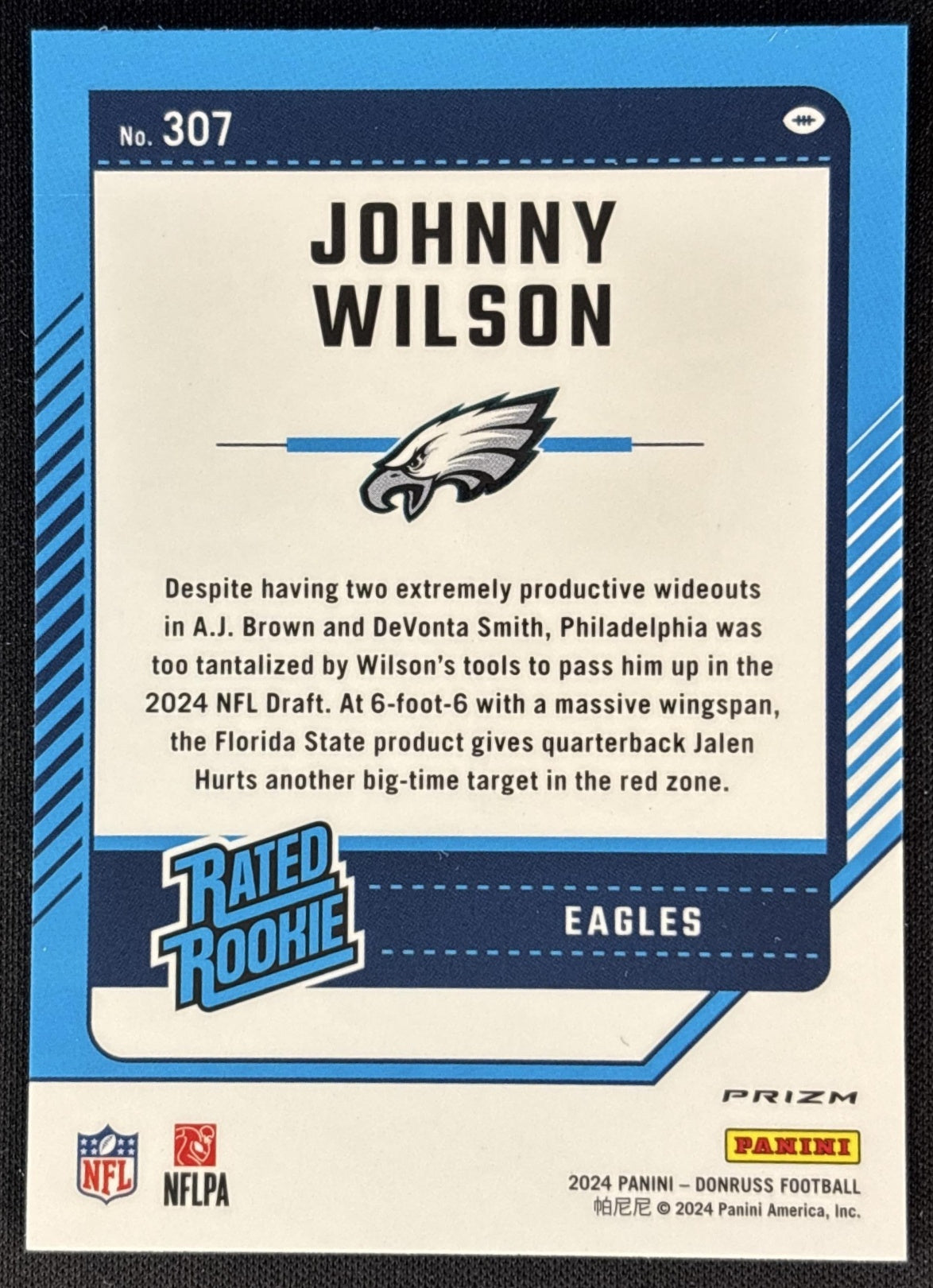 Johnny Wilson 2024 Panini Donruss Optic Rated Rookie Preview Red Wave Eagles