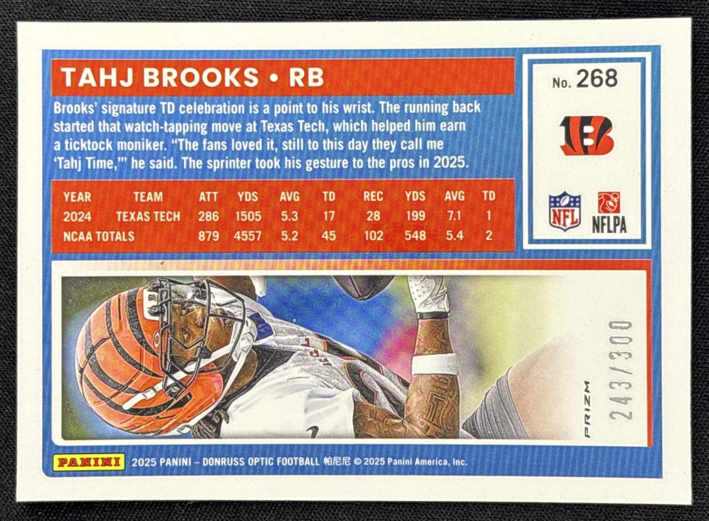 Tahj Brooks 2025 Panini Donruss Optic Rated Rookie Wave Prizm /300 Bengals