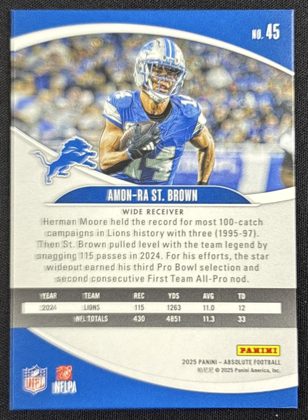 Amon-Ra St. Brown 2025 Panini Absolute Orange Mosaic /825 Lions