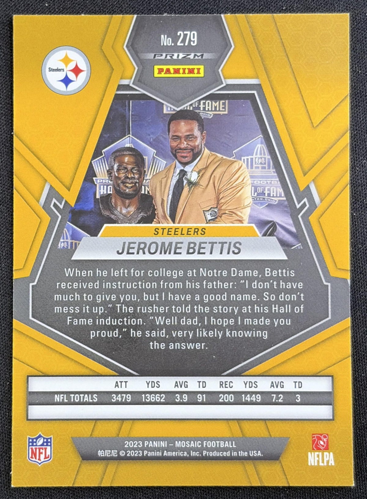 Jerome Bettis 2023 Panini Mosaic Camo Pink Mosaic Steelers Sports Trading Card