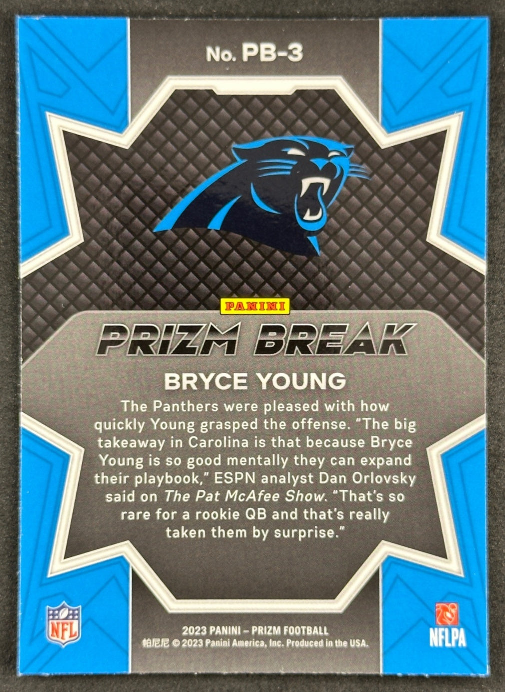 Bryce Young 2023 Prizm Break Panthers Sports Trading Cards