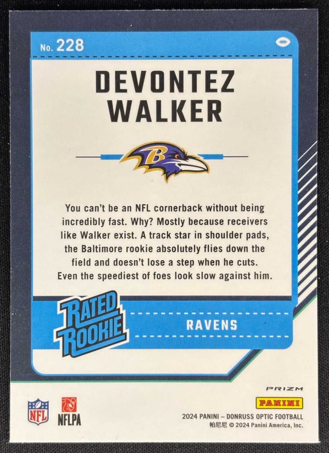 Devontez Walker 2024 Panini Donruss Optic Blue Hyper Ravens Sports Trading Cards