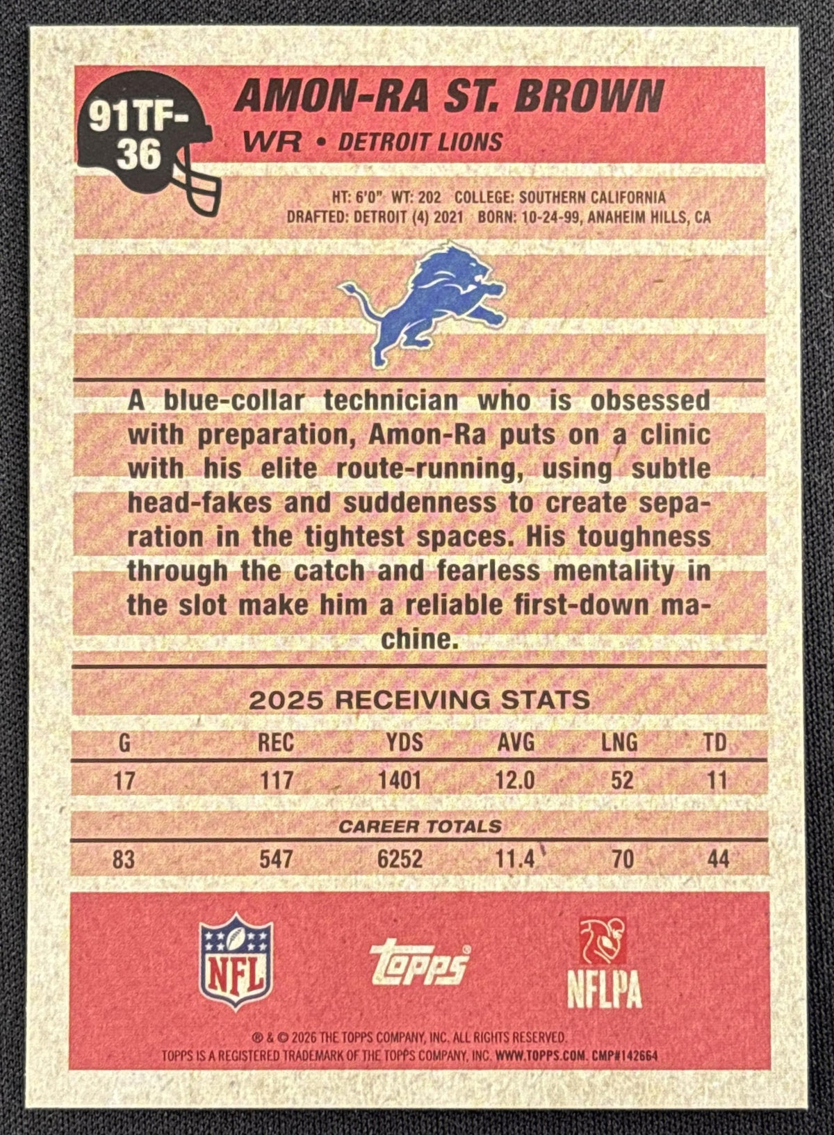 Amon-Ra St. Brown 2026 Topps 1991 Crackle Foil Lions Detroit Lions