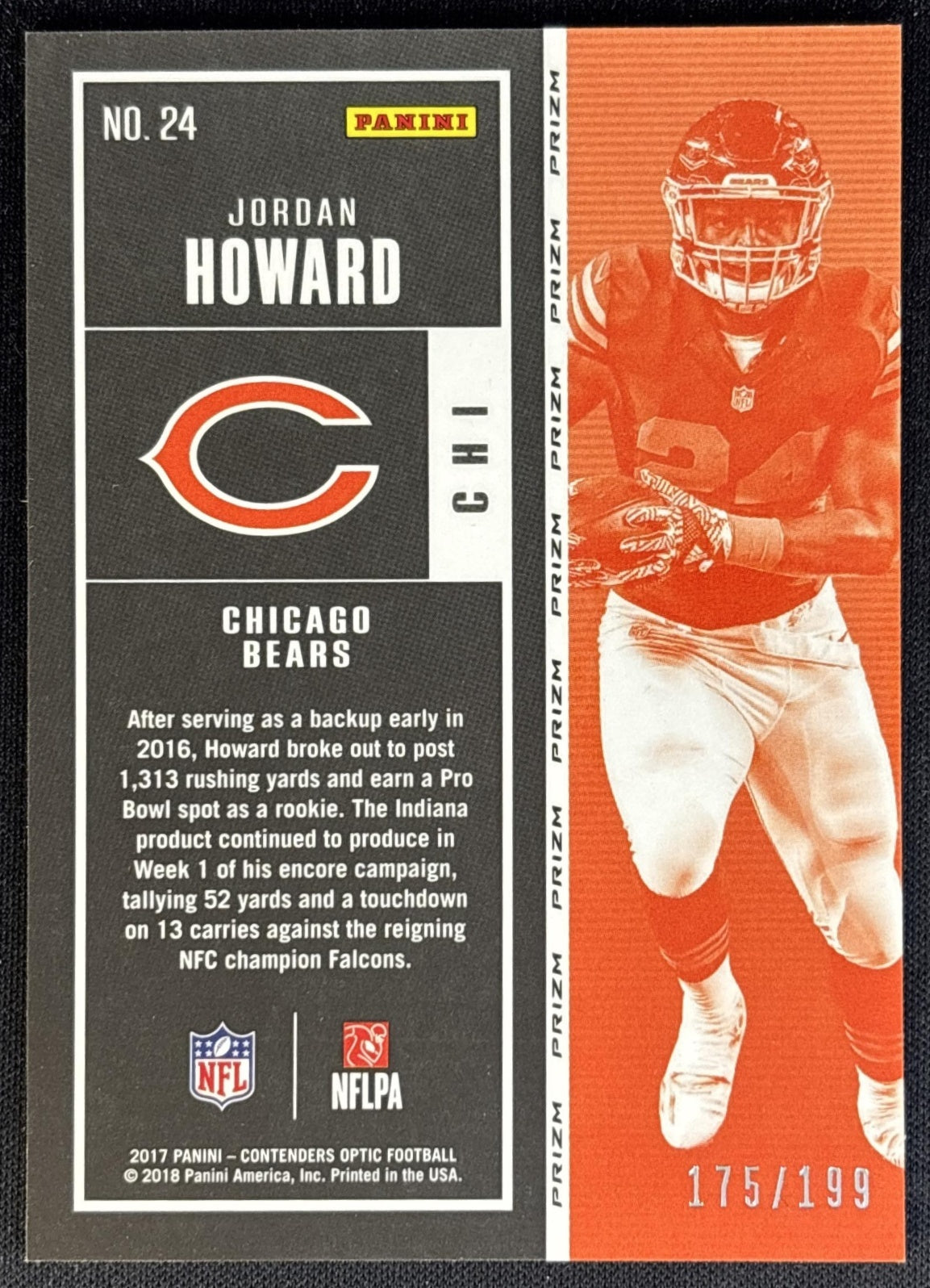 Jordan Howard 2018 Panini Contenders Optic Red /199 Bears