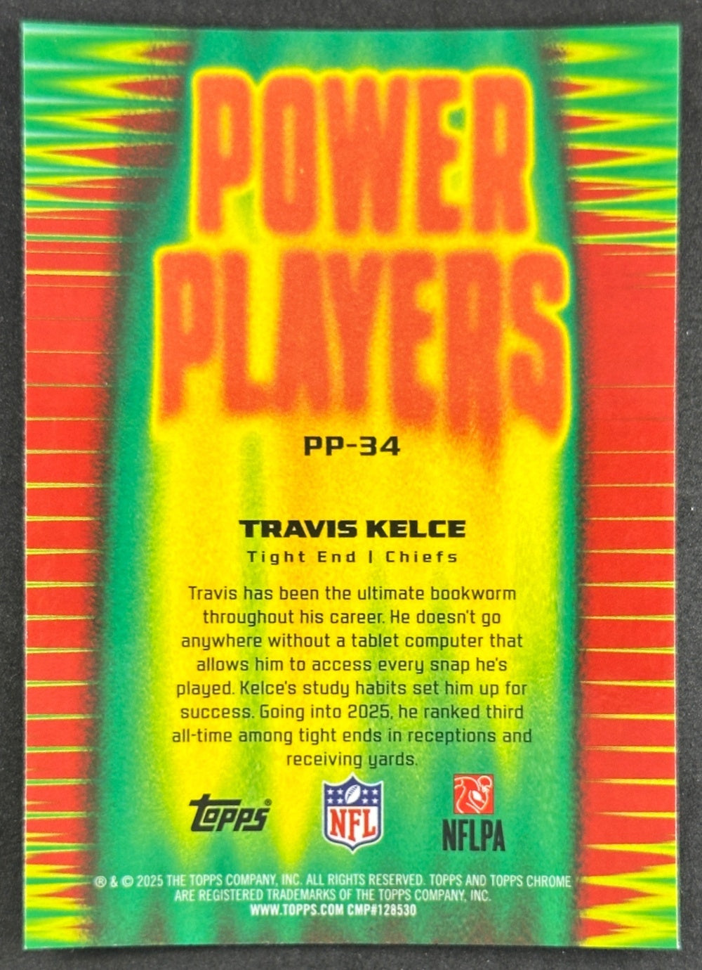 Travis Kelce 2025 Topps Chrome Power Players Chiefs Sports Trading Cards