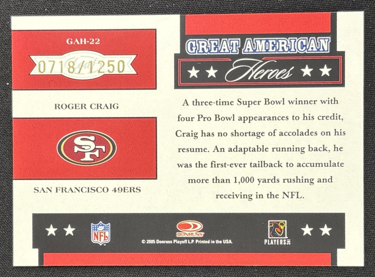 Roger Craig 2005 Leaf Rookies & Stars Great American Heroes Red /1250 49ers