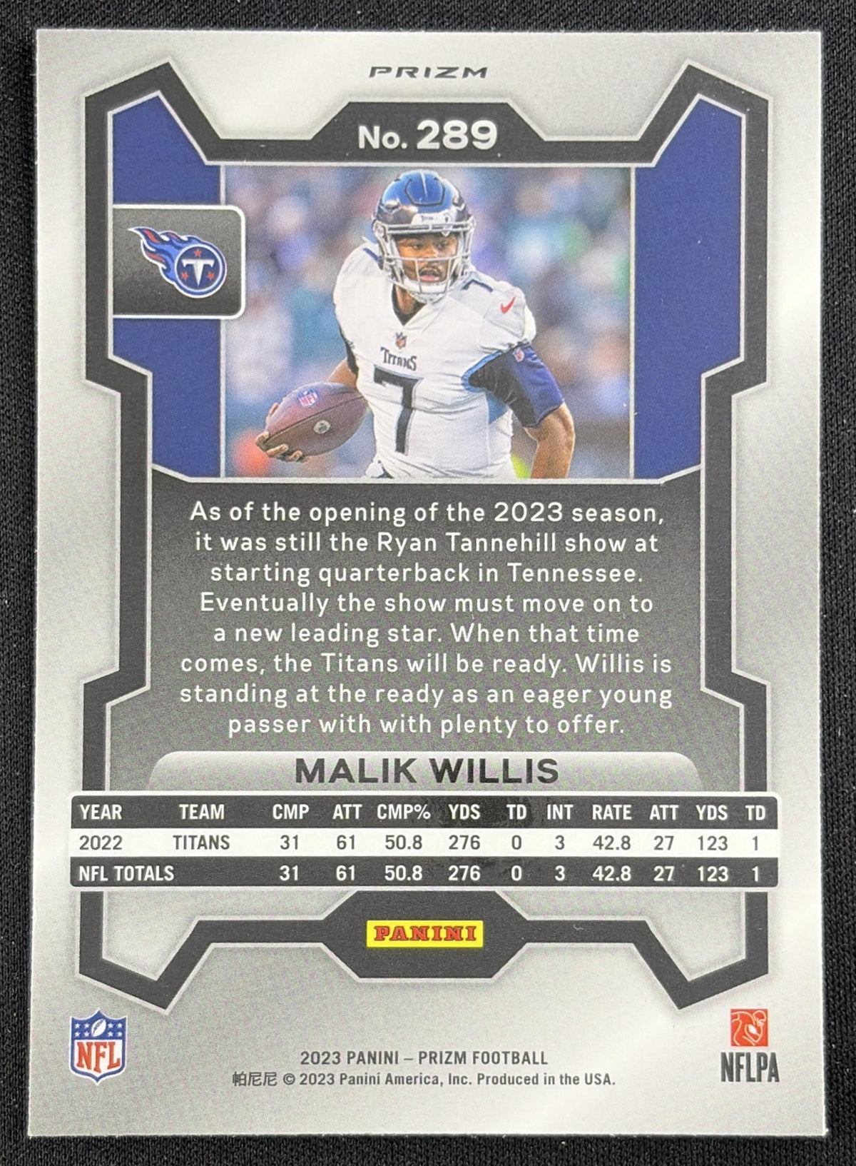 Malik Willis 2023 Panini Prizm Orange Ice Titans Sports Trading Card