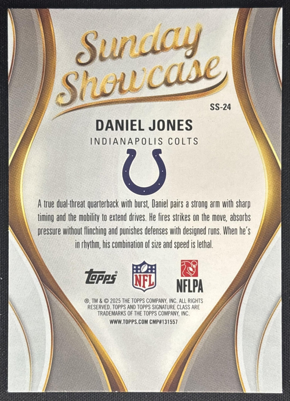 Daniel Jones 2025 Topps Signature Class Sunday Showcase Colts back