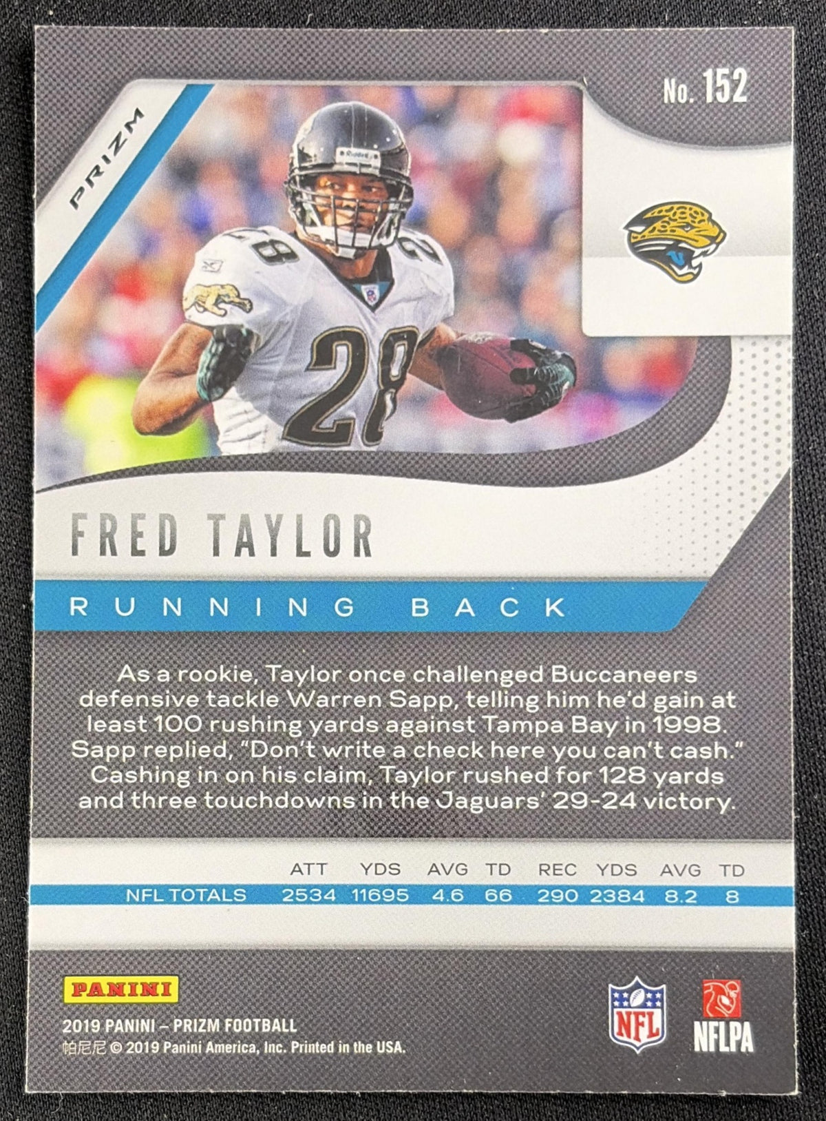 Fred Taylor 2019 Panini Prizm Silver Jaguars Sports Trading Card
