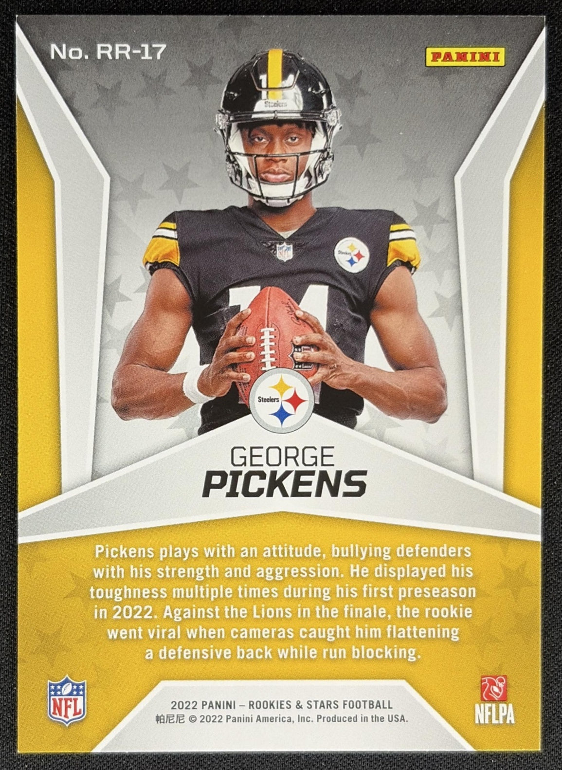 George Pickens 2022 Panini Rookies & Stars Rookie Rush Steelers