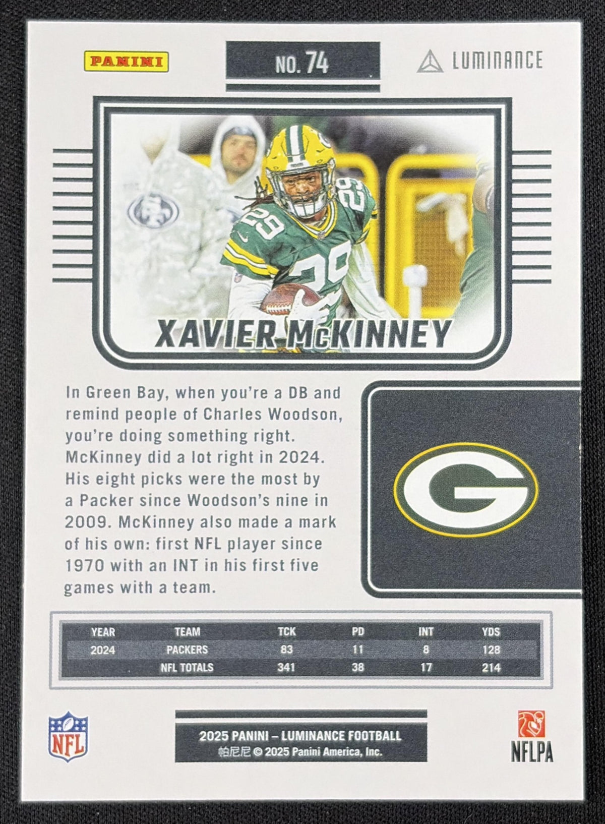 Xavier McKinney 2025 Panini Luminance Green /100 Packers