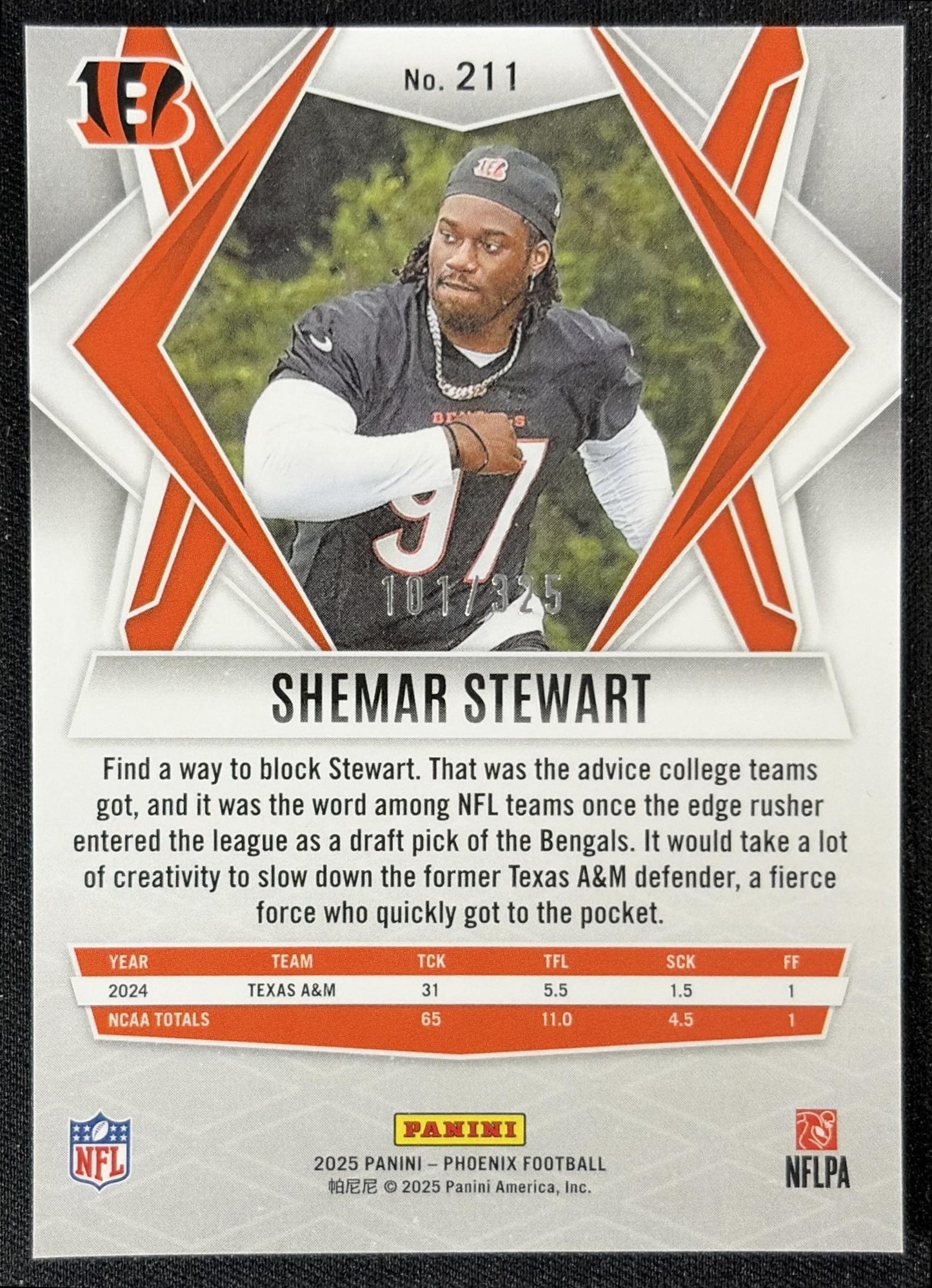 Shemar Stewart 2025 Panini Phoenix Light Blue Lava Prizm /325 Bengals