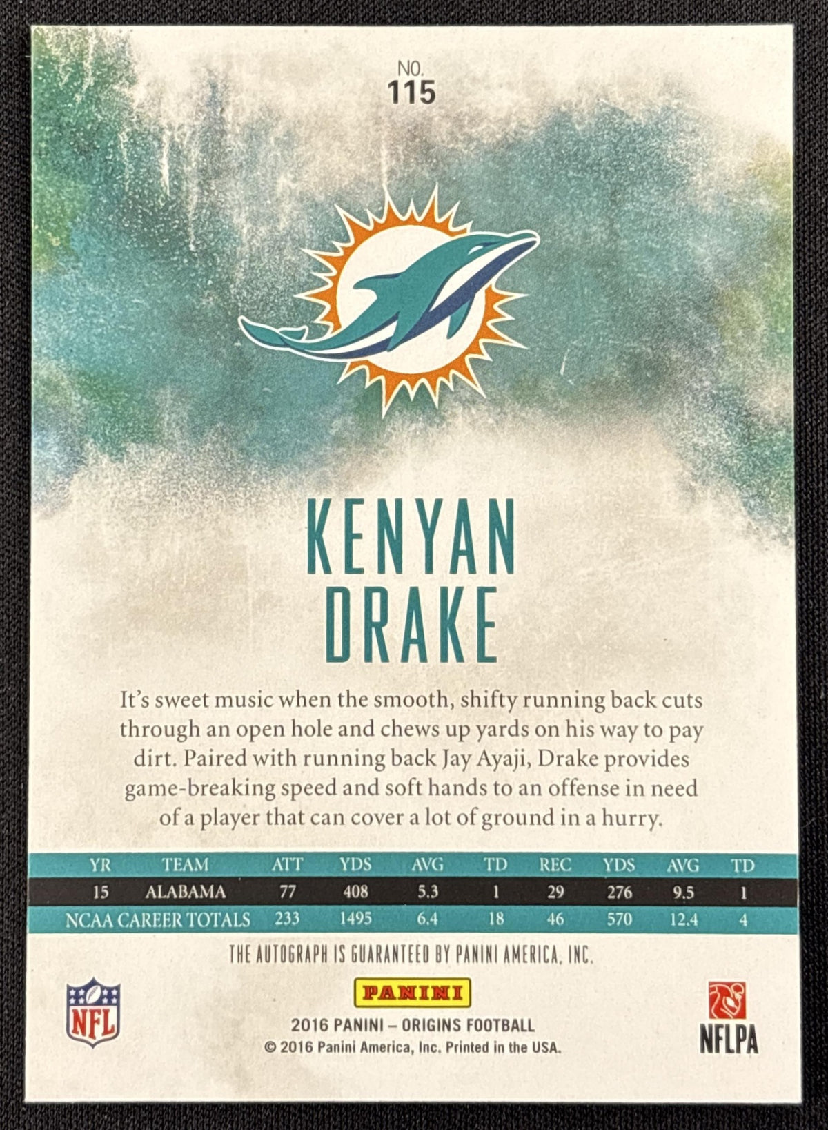 Kenyan Drake 2016 Panini Origins Rookie Auto Dolphins
