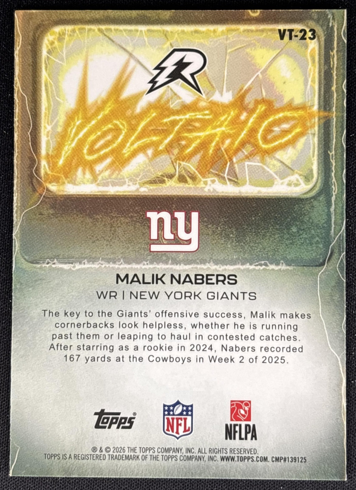 Malik Nabers 2025 Topps Resurgence Voltaic Giants