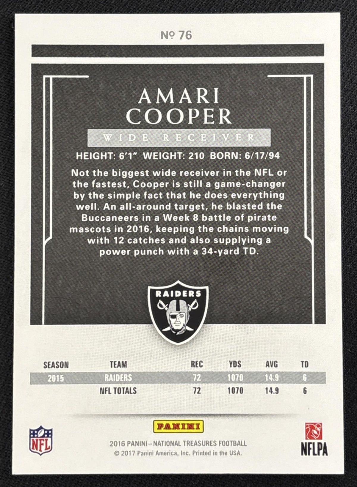 Amari Cooper 2016 Panini National Treasures /99 Raiders