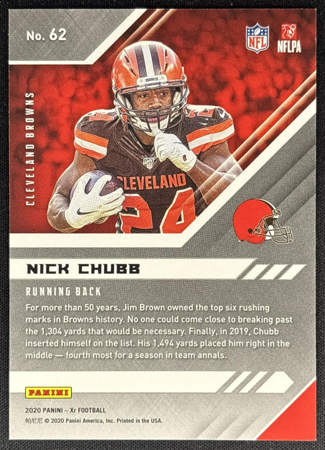 Nick Chubb 2020 Panini XR Blue /199 Browns back