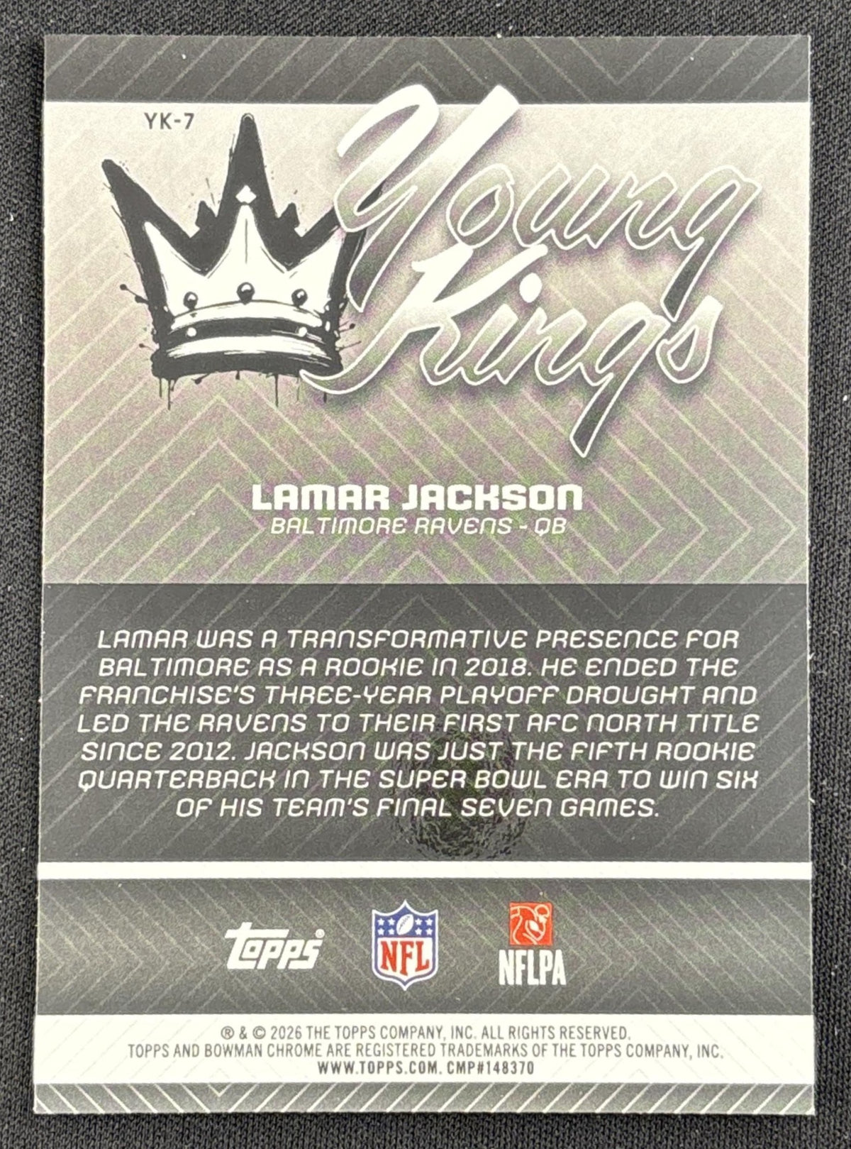 Lamar Jackson 2026 Bowman Young Kings Ravens back