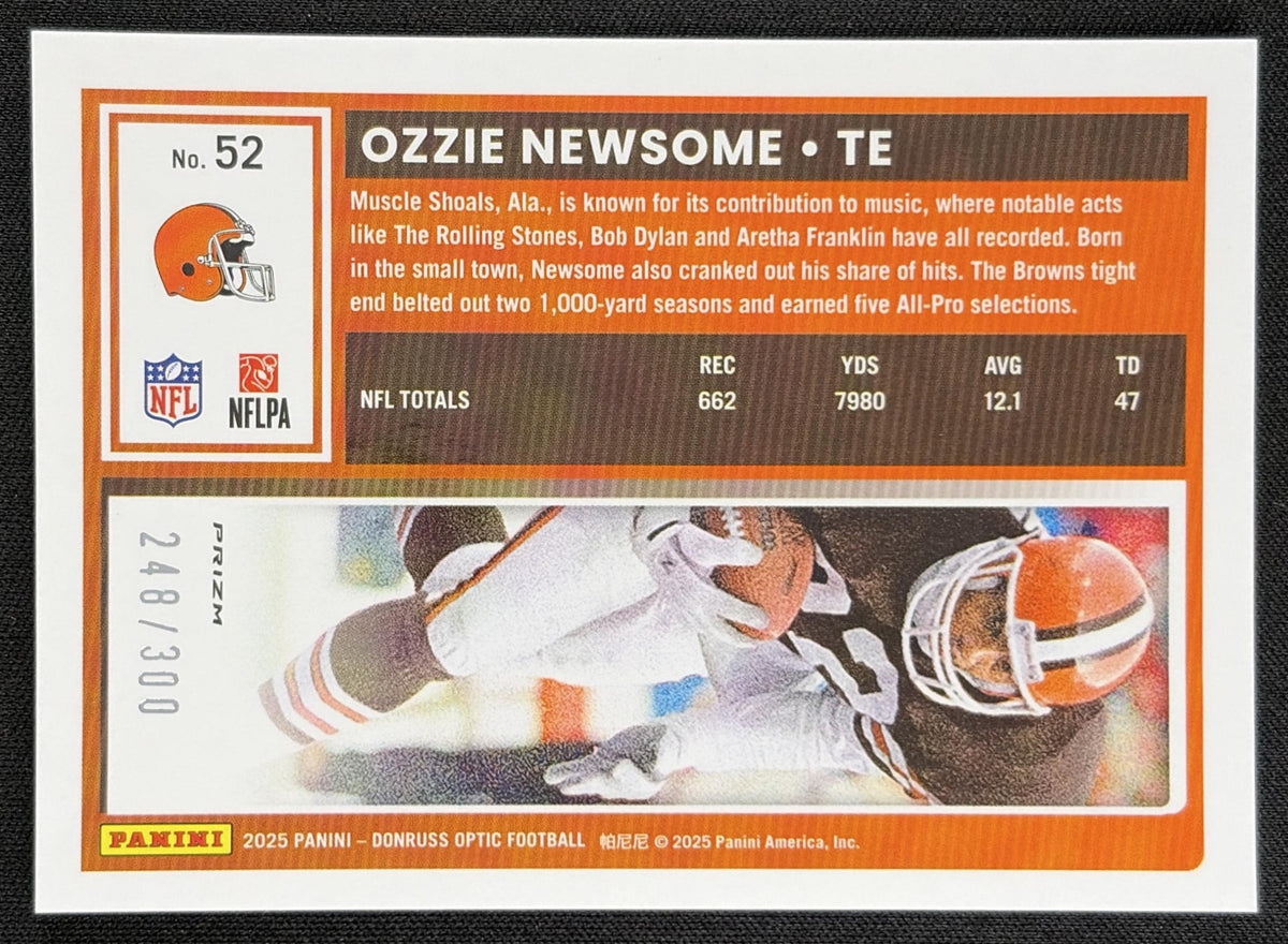 Ozzie Newsome 2025 Panini Donruss Optic Wave Prizm /300 Browns back