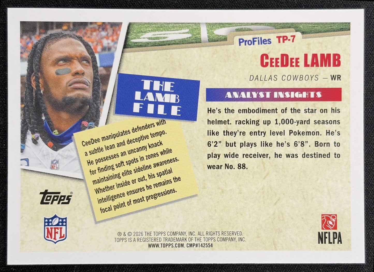 CeeDee Lamb 2026 Topps Profiles Cowboys back