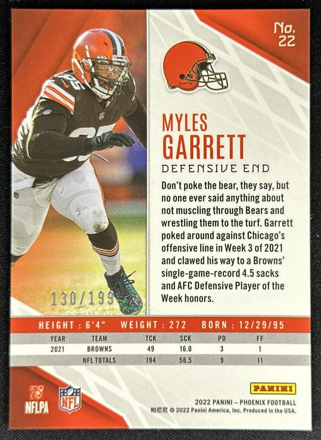 Myles Garrett 2022 Panini Phoenix Pink /199 Browns