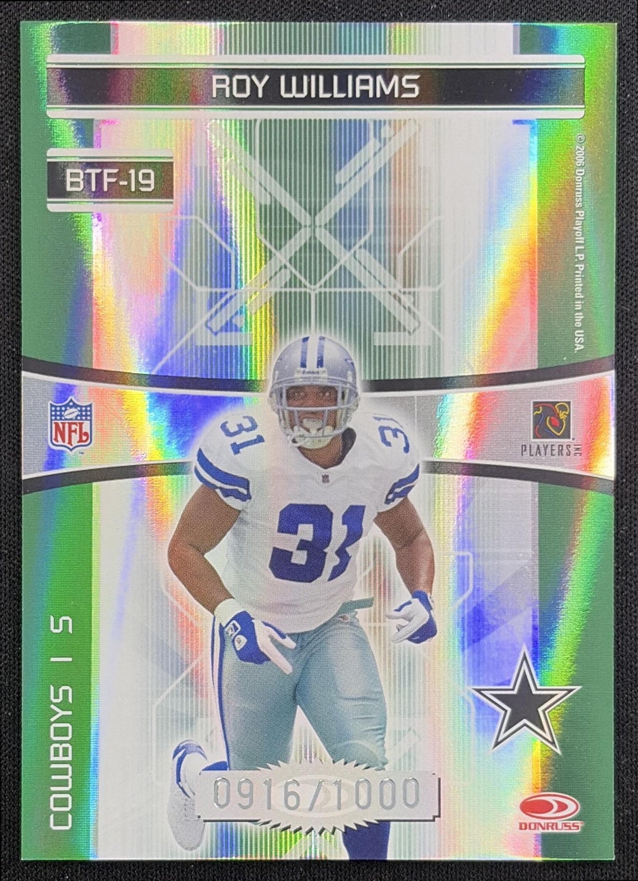 Deion Sanders Roy Williams 2006 Donruss Elite Back to the Future Green /1000 Cowboys Dallas Cowboys back