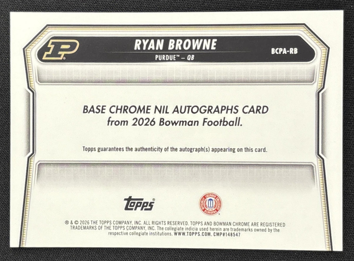 Ryan Browne 2026 Bowman Chrome Prospect Auto Boilermakers