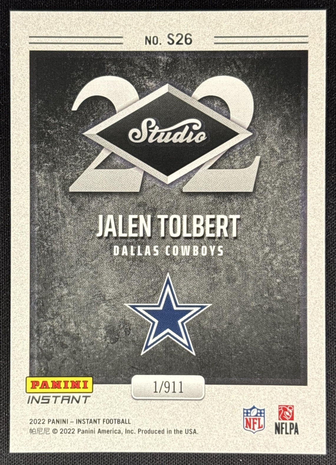 Jalen Tolbert 2022 Panini Instant Studio Rookies Cowboys Sports Trading Cards