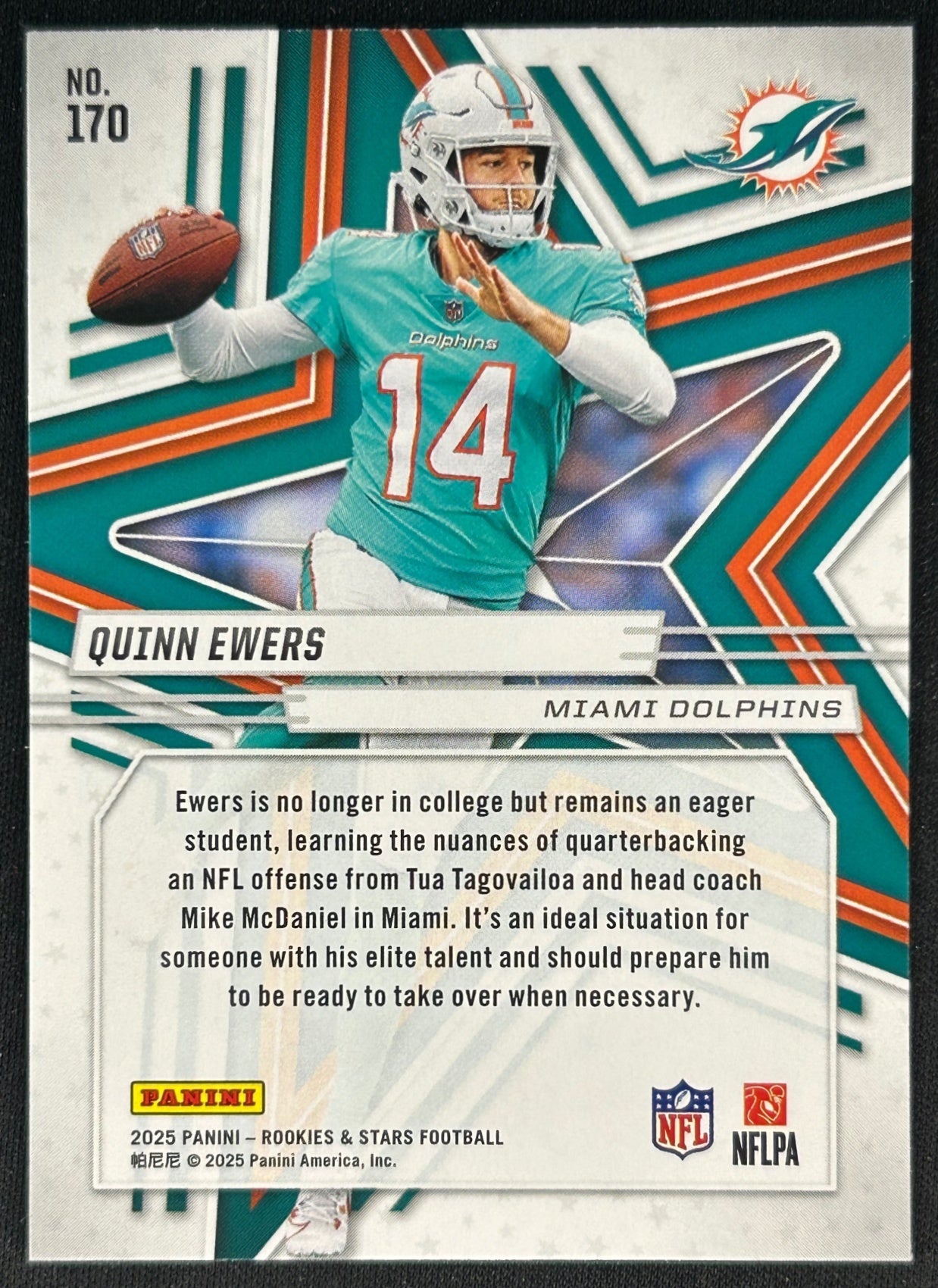 Quinn Ewers 2025 Rookies & Stars Dolphins Sports Trading Cards