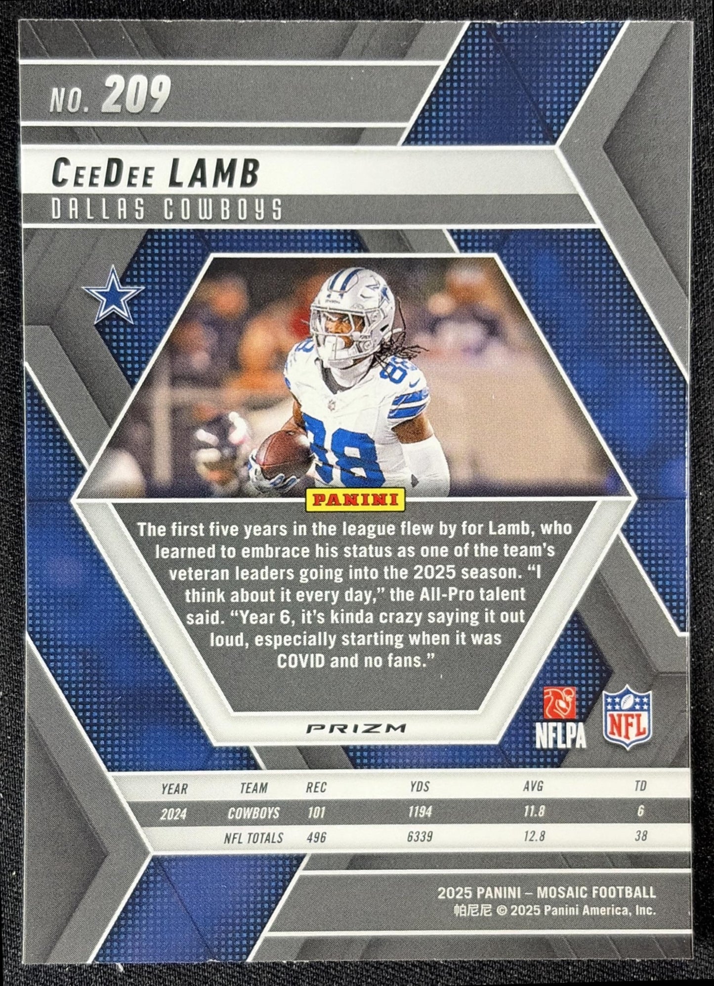 CeeDee Lamb 2025 Panini Mosaic Silver Prizm Cowboys