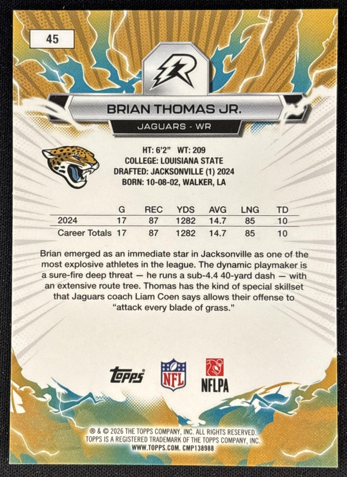 Brian Thomas Jr. 2025 Topps Resurgence Jaguars Jacksonville Jaguars back