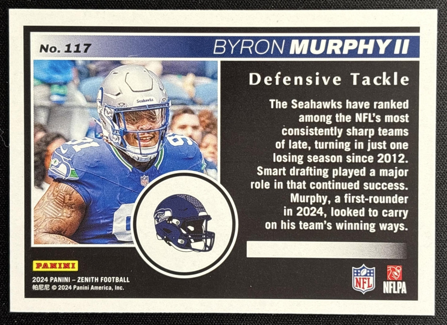 Byron Murphy II 2024 Panini Zenith Two Minute Drill Seahawks Sports Trading Card