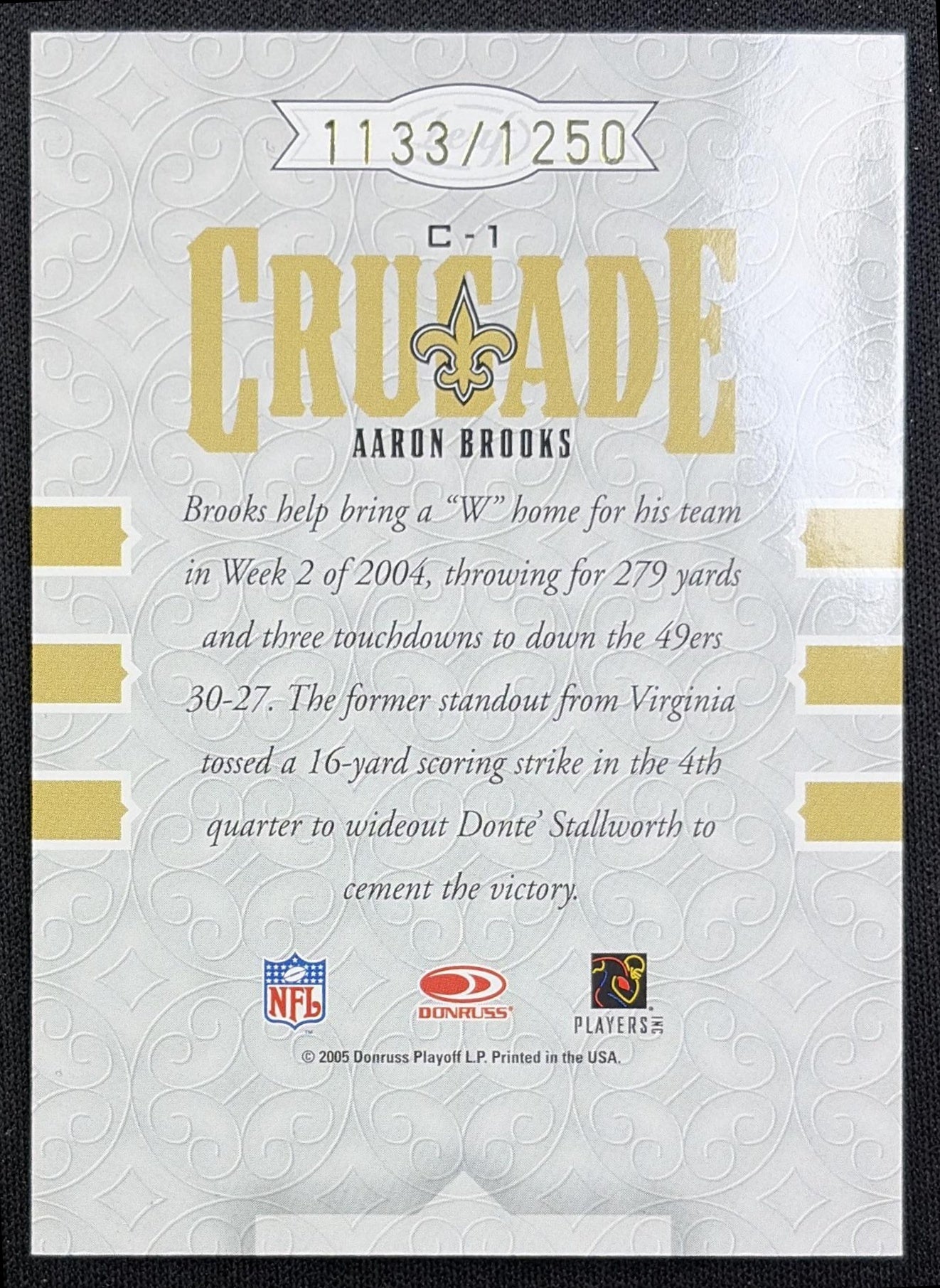 Aaron Brooks 2005 Leaf Rookies & Stars Crusade Red /1250 Saints