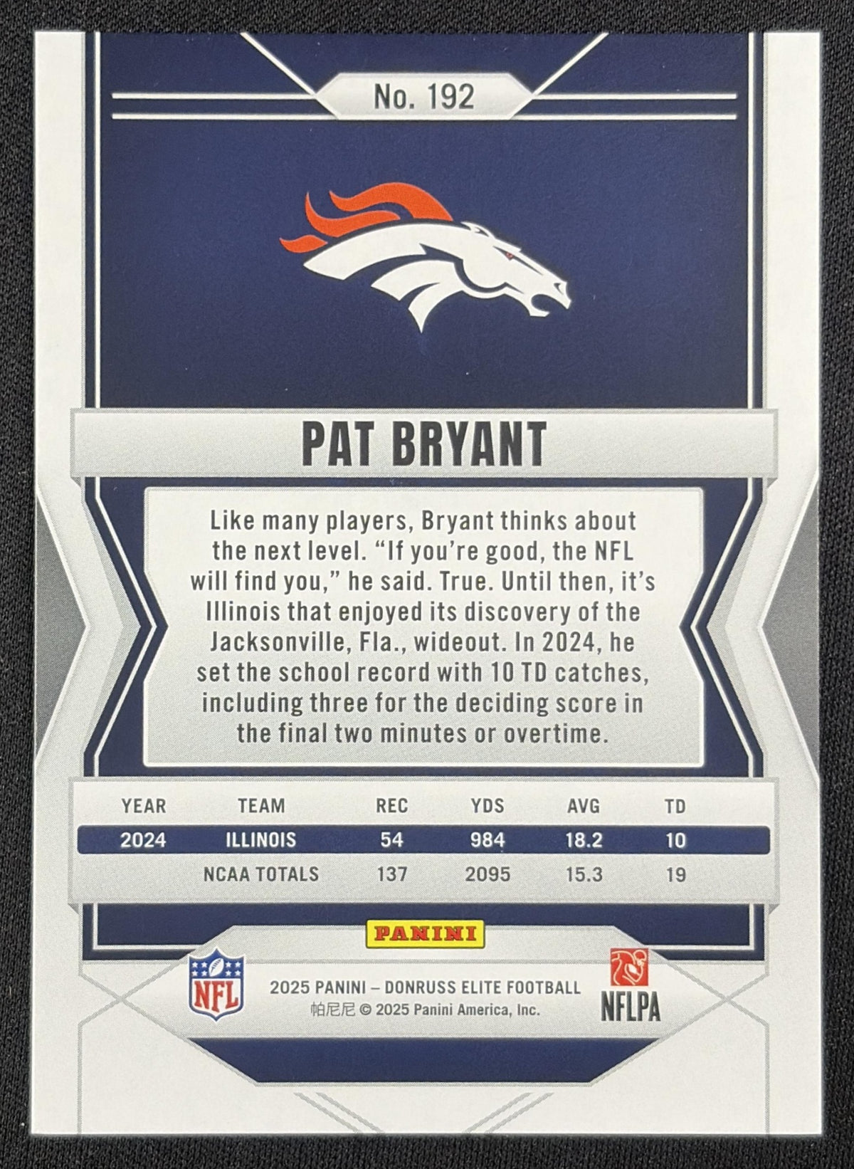 Pat Bryant 2025 Panini Donruss Elite Rookies Status Explosion /999 Broncos