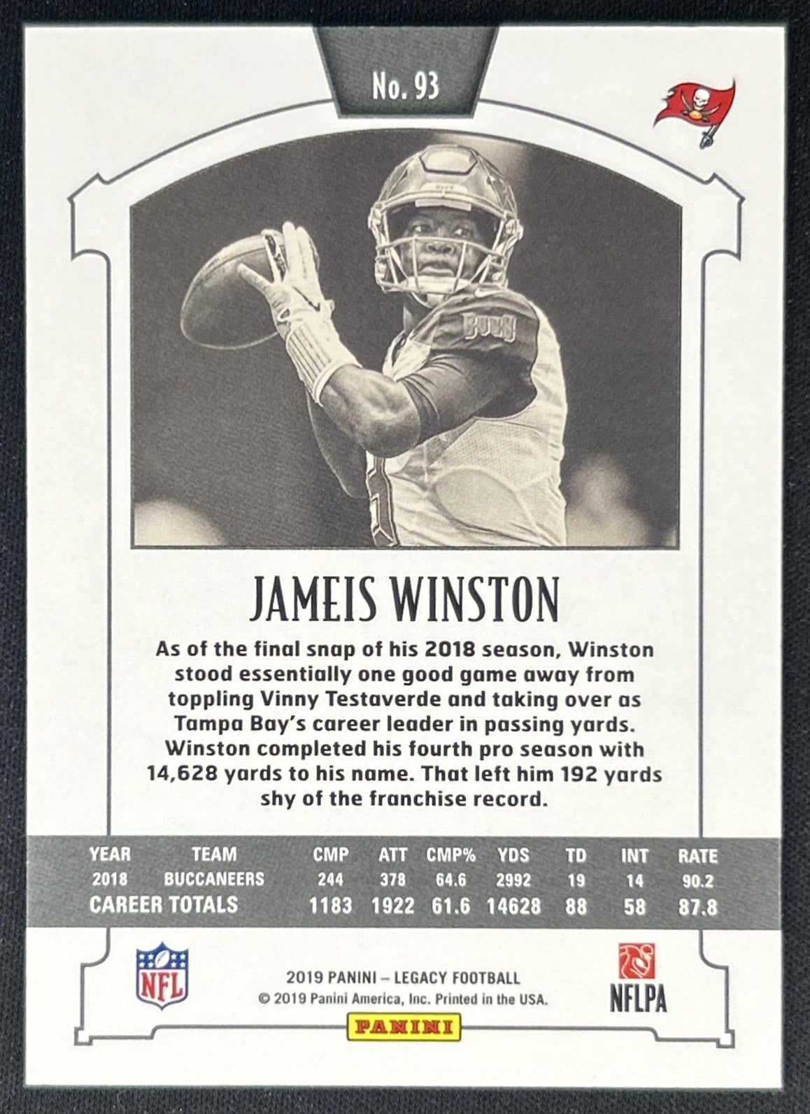 Jameis Winston 2019 Panini Legacy Red /299 Buccaneers back